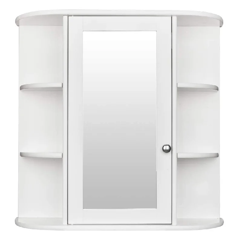 Bathroom Wall Mounted Cabinet 3-Tier Single Door Mirror Indoor Bathroom Wall Medicine Cabinet Shelves Storage Shelf