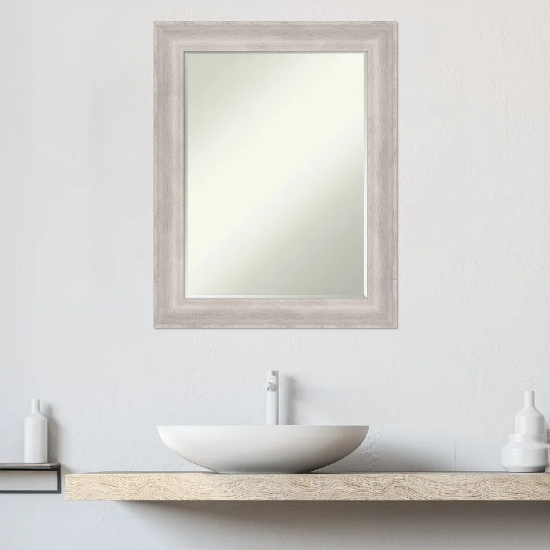 Beachwood Grey Half-Inch-Beveled Wood Bathroom Wall Mirror - Beachwood Grey - Glass Size 18x24