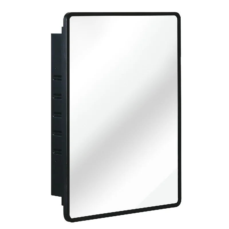 Black 24x30 inch Metal Framed Wall mount or Recessed Mirror Cabinet