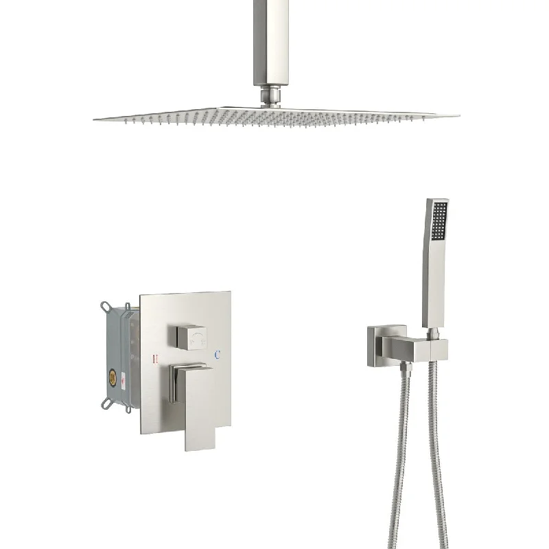 Ceiling shower set - 12 inch square shower set, Dual Shower Heads