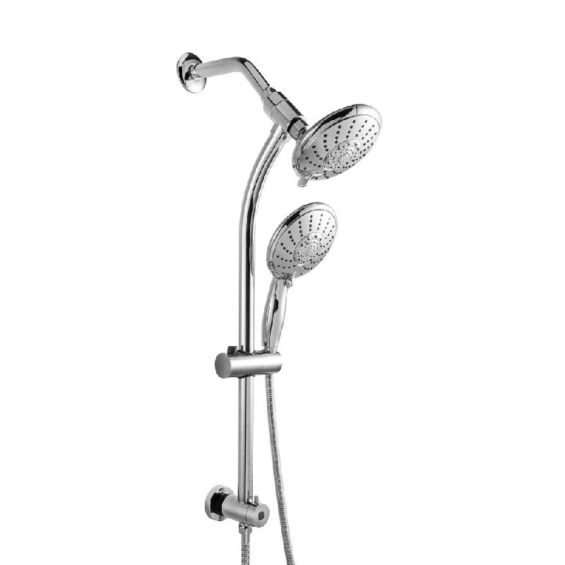 Double rain shower set bathroom shower head handheld 2-in-1 shower kit in Chrome - 3.24 x 27.06