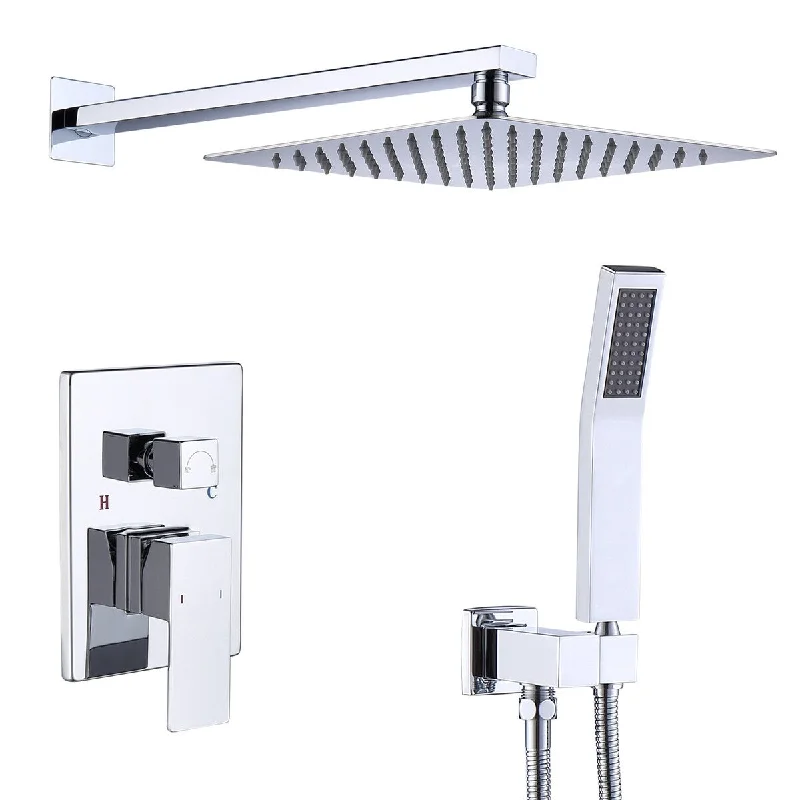 EPOWP 10'' Square Bathroom Shower Combo Rainfall Shower Head System