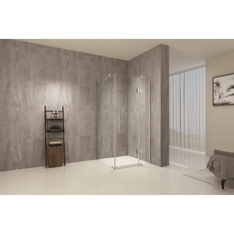 EPOWP 38 in. W x 38 in. D x 76 in. H Frameless Square Hinged Shower Enclosure