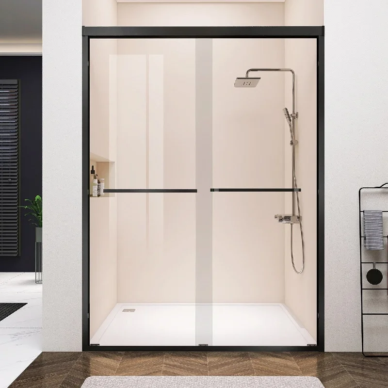 EPOWP 72x76" Shatterproof Laminated Glass Double Sliding Shower Door