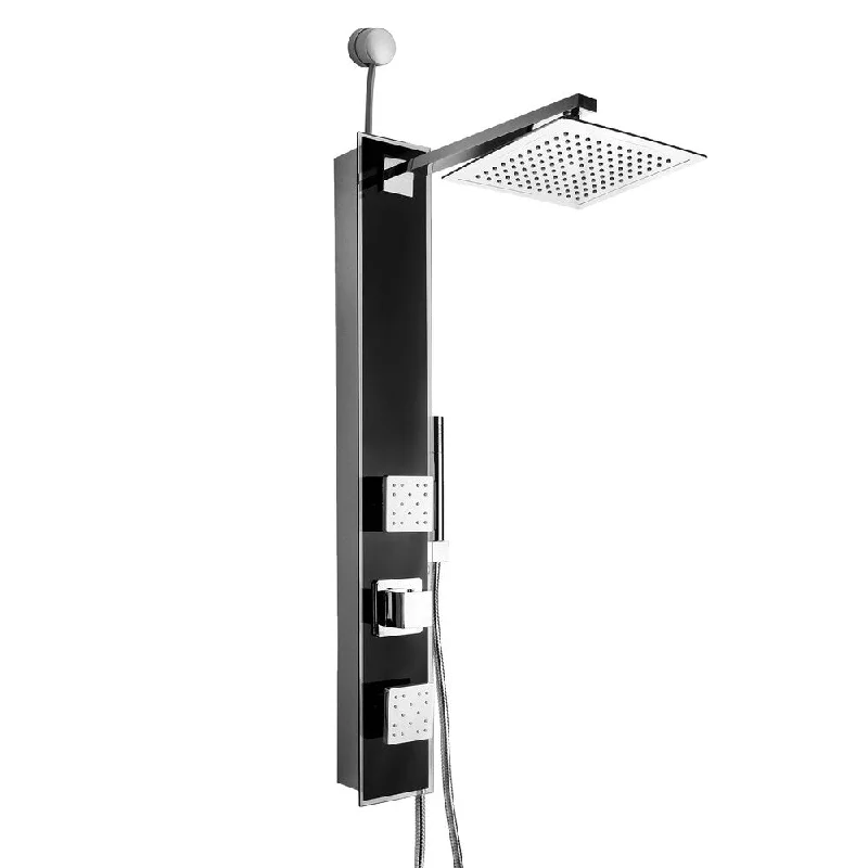 Golden Vantage 35-inch Easy Connect Tempered Glass Black Wall Mount Rainfall Style Multi-Function Shower Panel System