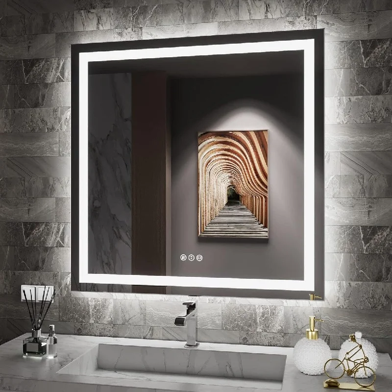 LED Bathroom Mirror, Stepless Dimmable Wall Mirrors