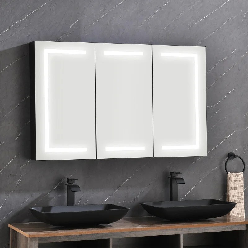 LED Mirror Medicine Cabinet, Dimmer, Defogger, Temp Display and USB