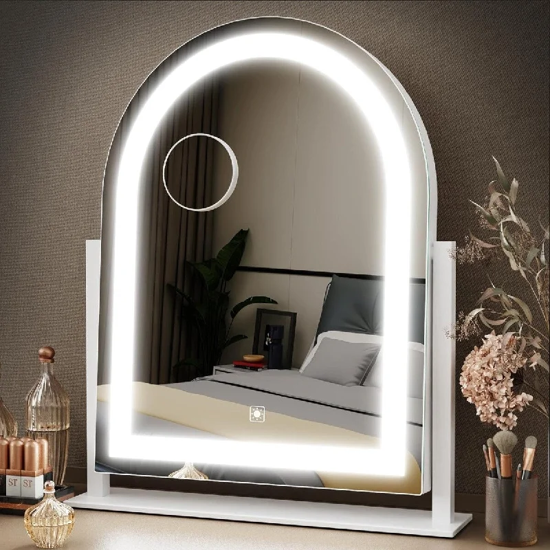 Lighted Makeup Mirror, Three Color Lighting Modes, and Detachable 10X Magnification Mirror