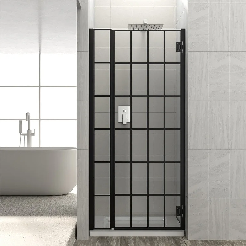 Matte Black Aluminum Hinged Frameless Shower Door(ONLY FOR PICKUP)