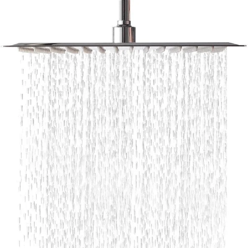 square 304 stainless steel polished chrome 12 inch rain shower - 2.26 x 12.49