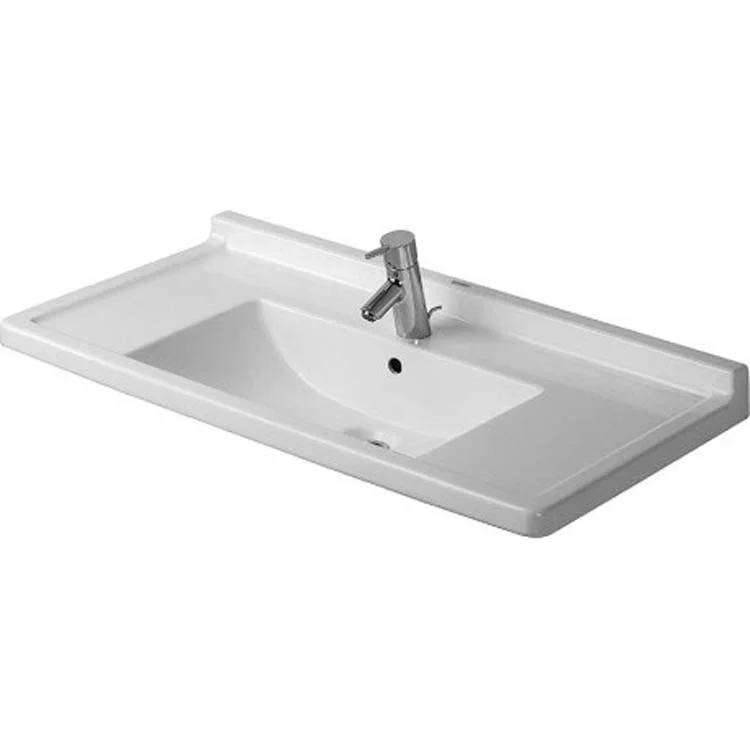 Lavatory Sink Starck 3 Wall Mount with Overflow 19-1/8 x 33-1/2 Inch Rectangle White 1 Hole