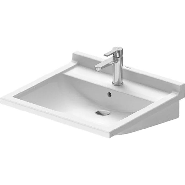 Lavatory Sink Starck 3 Wall Mount with Overflow 21-1/2 x 23-5/8 Inch Rectangle White 1 Hole