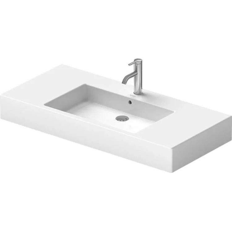 Lavatory Sink Vero Wall Mount with Overflow & WonderGliss 41-3/8 x 19-1/4 Inch Rectangle White 1 Hole