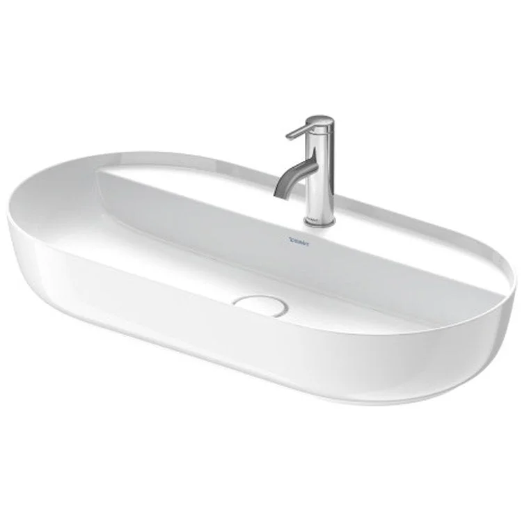 Lavatory Sink Luv Above Counter Less Overflow 31-1/2 x 15-3/4 Inch Oval White/White Satin Matte 1 Hole 31-7/8 x 15-3/8 x 3-7/8 Inch Bowl Dimensions