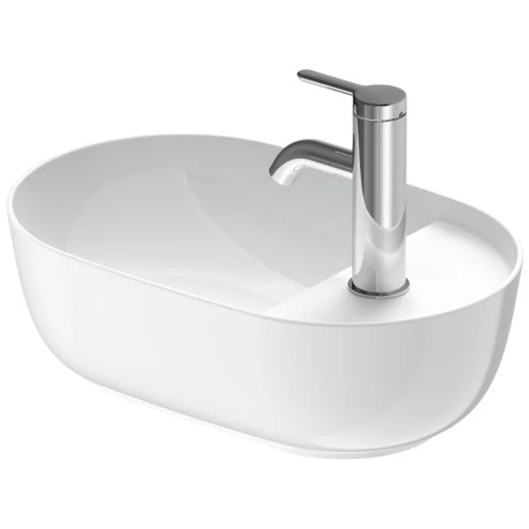 Lavatory Sink Luv Above Counter less Overflow 16-1/2 x 10-5/8 Inch Oval White/White Satin Matte 1 Hole