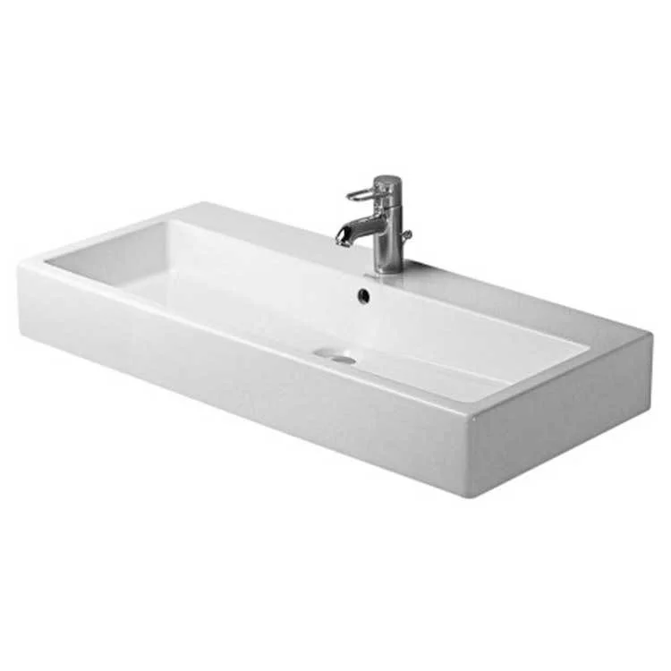 Lavatory Sink Vero Wall Mount with Overflow & WonderGliss 39-3/8 x 18-1/2 Inch Rectangle White 1 Hole