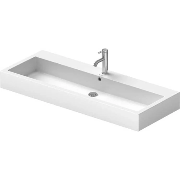 Lavatory Sink Vero Wall Mount with Overflow & WonderGliss Surface Treatment 18-1/2 x 47-1/4 Inch Rectangle White 1 Hole