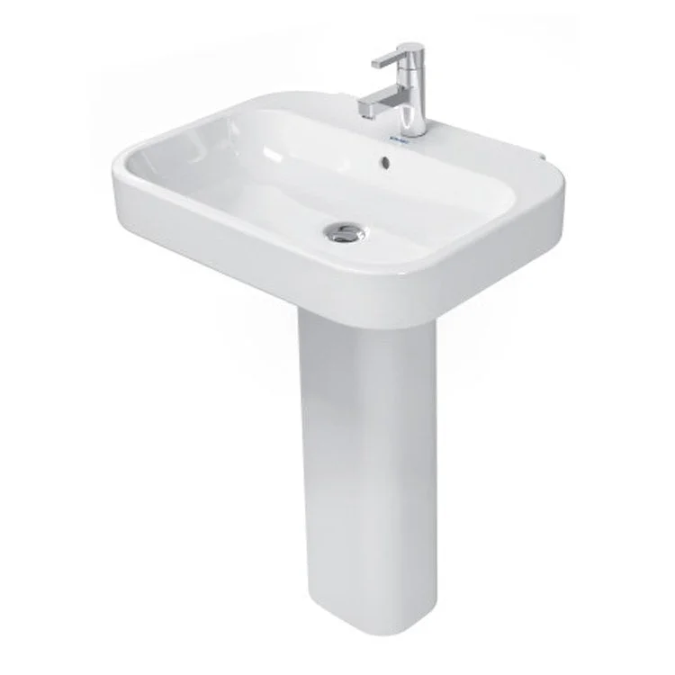 Lavatory Sink Happy D.2 Wall Mount with Overflow & WonderGliss 25-5/8 x 19-1/2 Inch 7-7/8 Inch Spread Rectangle White 3 Hole