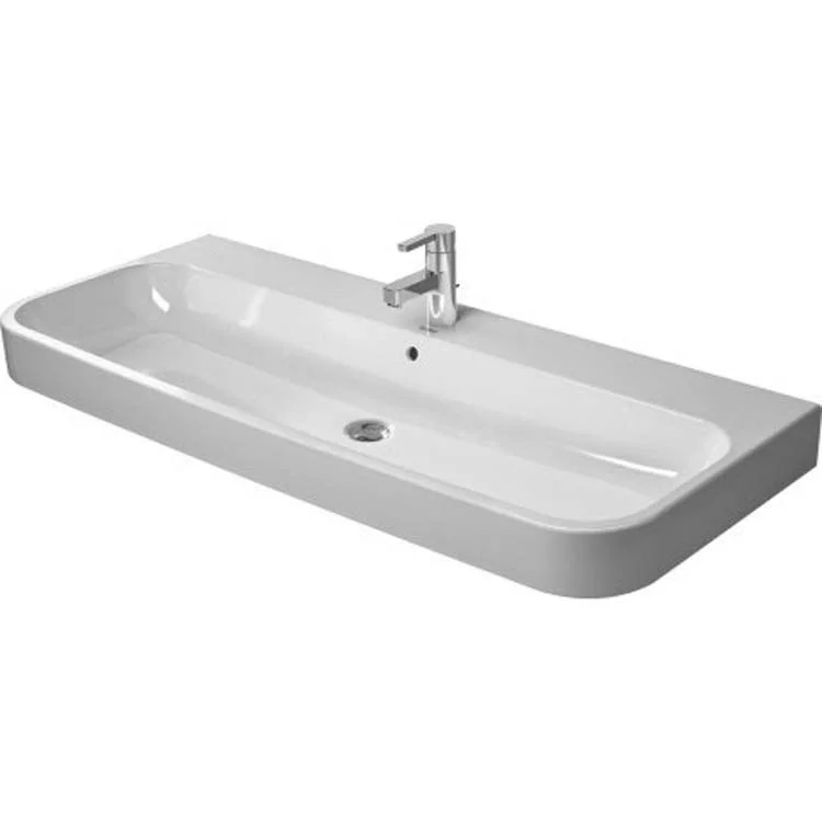 Lavatory Sink Happy D.2 Wall Mount with Overflow 19-7/8 x 47-1/4 Inch Rectangle White 1 Hole