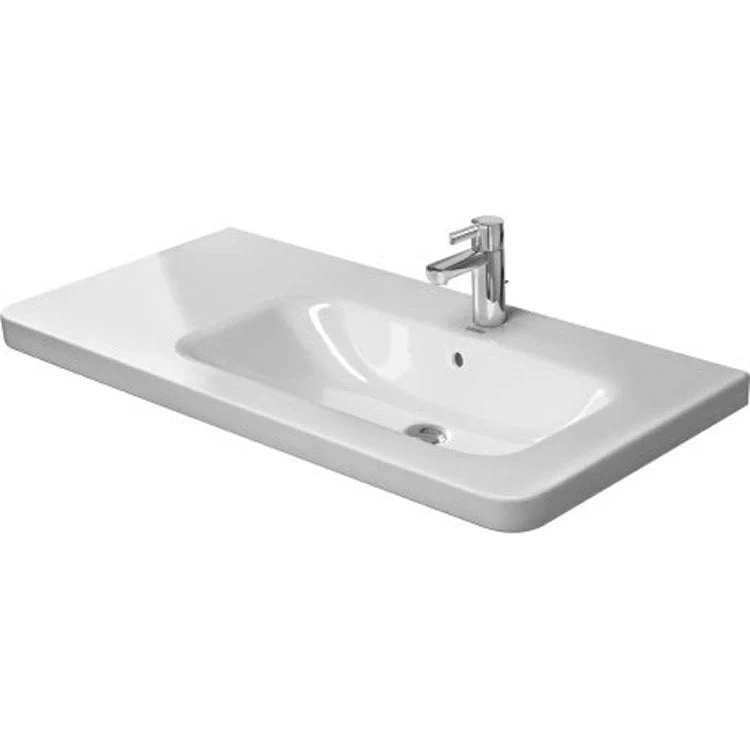 Lavatory Sink DuraStyle Wall Mount Right with Overflow 39-3/8 x 18-7/8 Inch Rectangle White 1 Hole