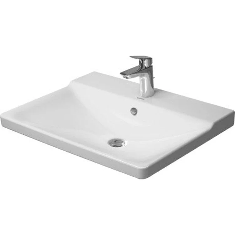 Lavatory Sink P3 Comforts Wall Mount with Overflow & WonderGliss 26-1/8 x 7-1/2 x 19-5/8 Inch Rectangle White