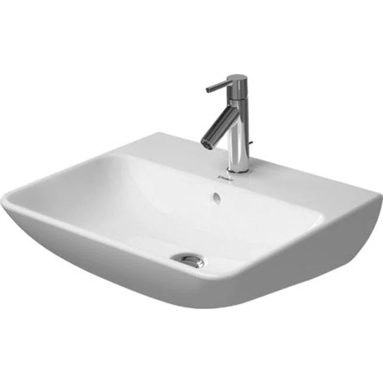 Lavatory Sink ME by Starck Wall Mount with Overflow 17-3/8 x 21-5/8 Inch Rectangle White Satin Matte 1 Hole