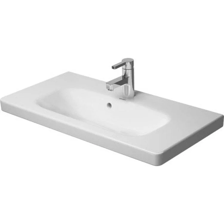 Lavatory Sink DuraStyle Wall Mount with Overflow & WonderGliss 31-1/4 x 7-1/4 x 16-1/8 Inch 7-7/8 Inch Spread Rectangle White 3 Hole