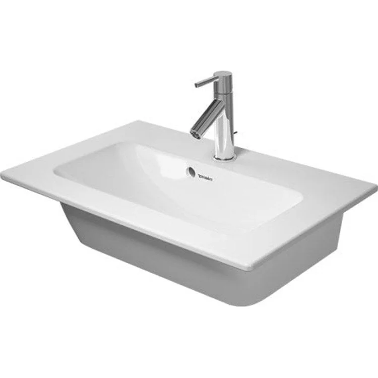 Lavatory Sink Me By Starck Wall Mount with Overflow & WonderGliss 25-5/8 x 6-7/8 x 16-3/8 Inch 7-7/8 Inch Spread Rectangle White 3 Hole