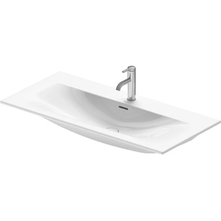 Lavatory Sink Viu Wall Mount with Overflow & WonderGliss 19-1/4 x 40-1/2 Inch Rectangle White 1 Hole