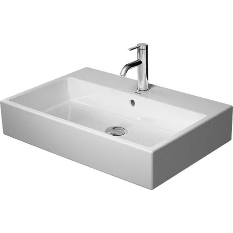 Lavatory Sink Vero Air Ground with Overflow & WonderGliss 18-1/2 x 27-1/2 Inch Rectangle White 1 Hole