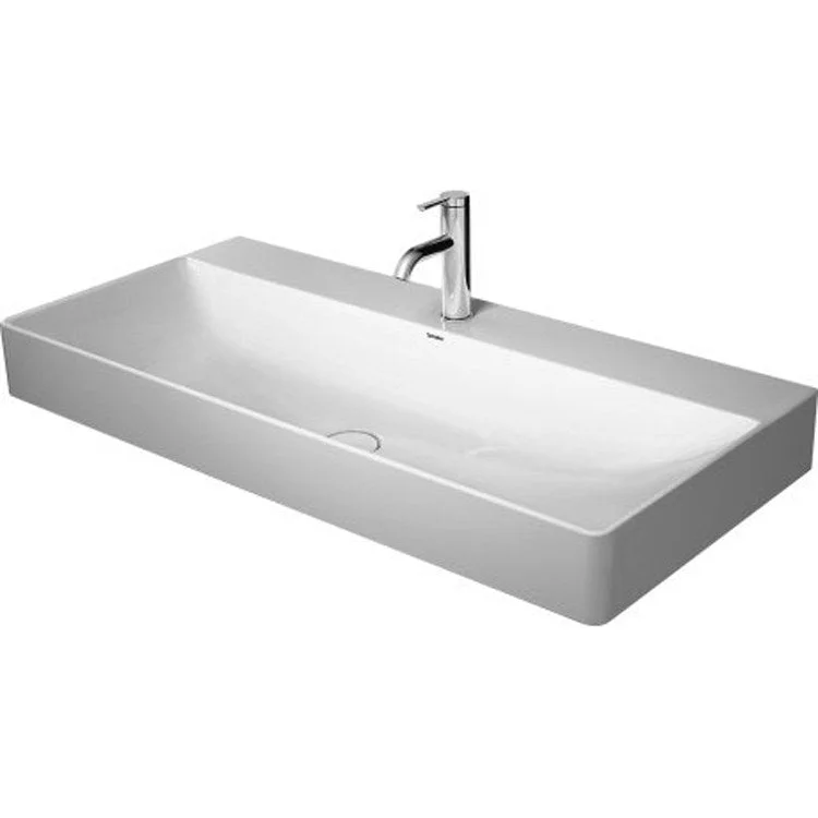 Lavatory Sink DuraSquare Wall Mount Less Overflow 39-3/8 x 18-1/2 Inch 3-7/8 Inch Spread Rectangle White 2 Hole