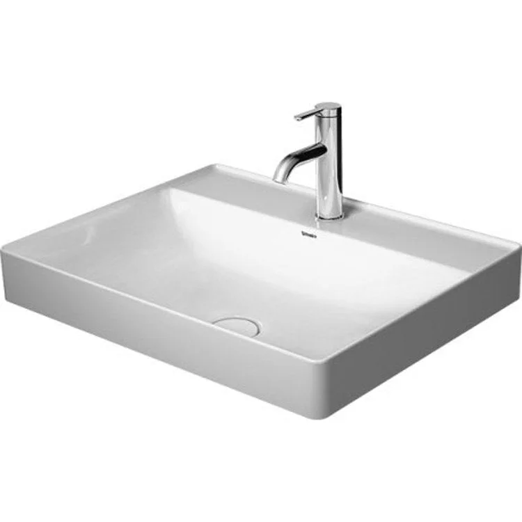 Lavatory Sink DuraSquare Above Counter WonderGliss Less Overflow 23-5/8 x 18-1/2 Inch Rectangle White 1 Hole