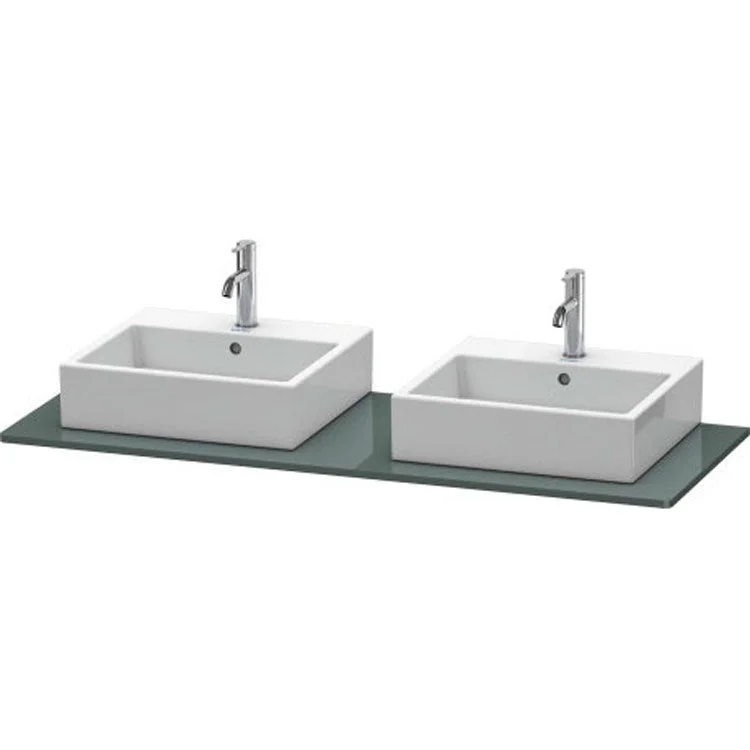 Lavatory Console XSquare Dolomiti Gray High Gloss Double Basin 55-1/8 x 21-5/8 Inch