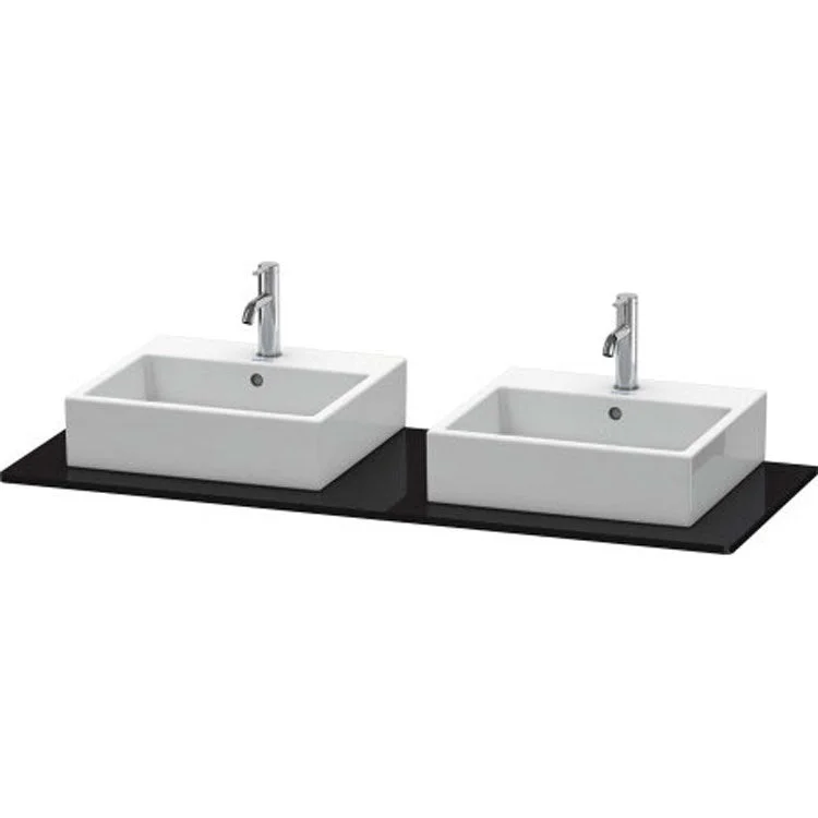 Lavatory Console XSquare Black High Gloss Double Basin 55-1/8 x 21-5/8 Inch