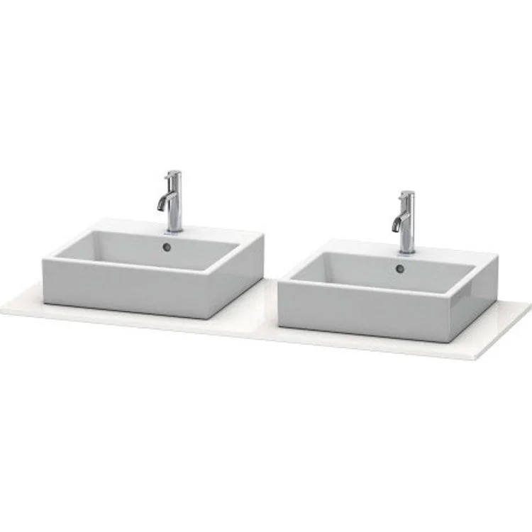 Lavatory Console XSquare White High Gloss Lacquer Double Basin 21-5/8 x 55-1/8 Inch