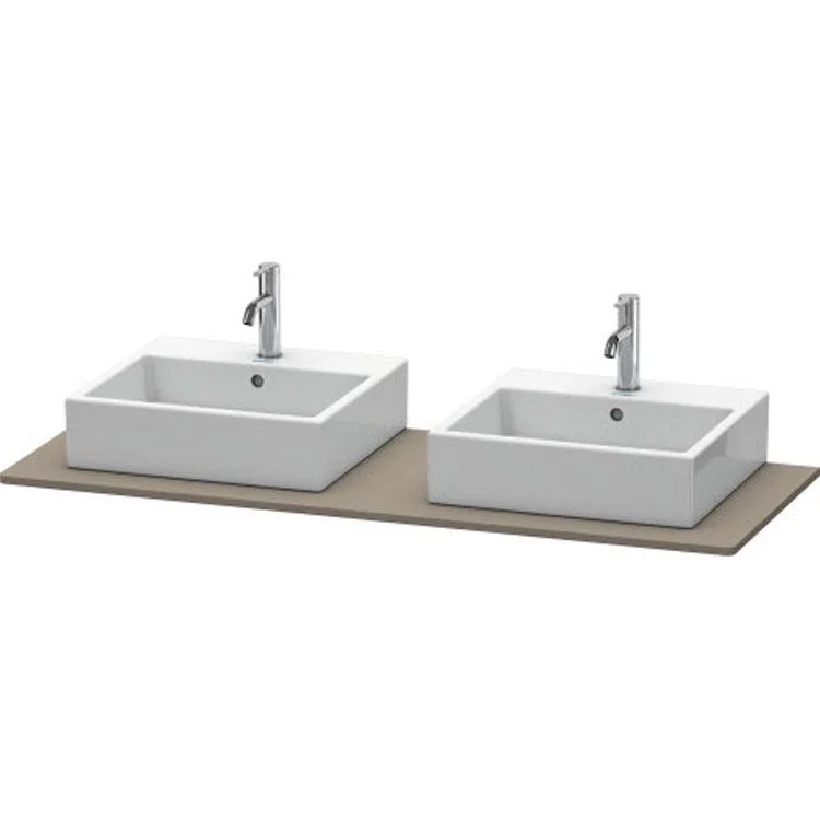 Lavatory Console XSquare Flannel Gray Satin Matte Double Basin 55-1/8 x 21-5/8 Inch