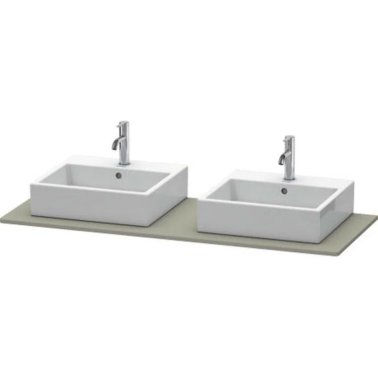 Lavatory Console XSquare Stone Gray Satin Matte Double Basin 55-1/8 x 21-5/8 Inch