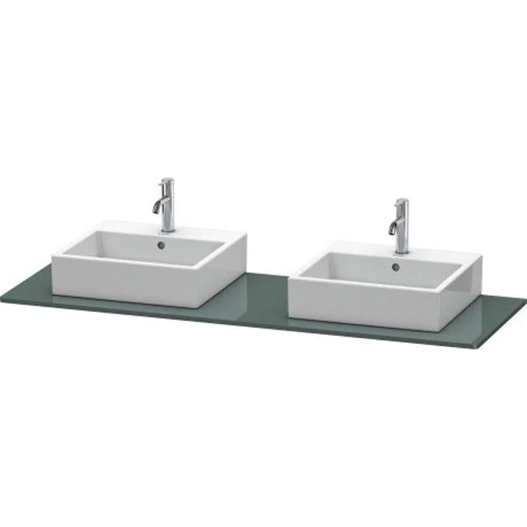 Lavatory Console XSquare Dolomiti Gray High Gloss Double Basin 21-5/8 x 63 Inch