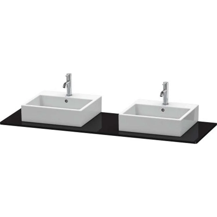 Lavatory Console XSquare Black High Gloss Double Basin 63 x 21-5/8 Inch