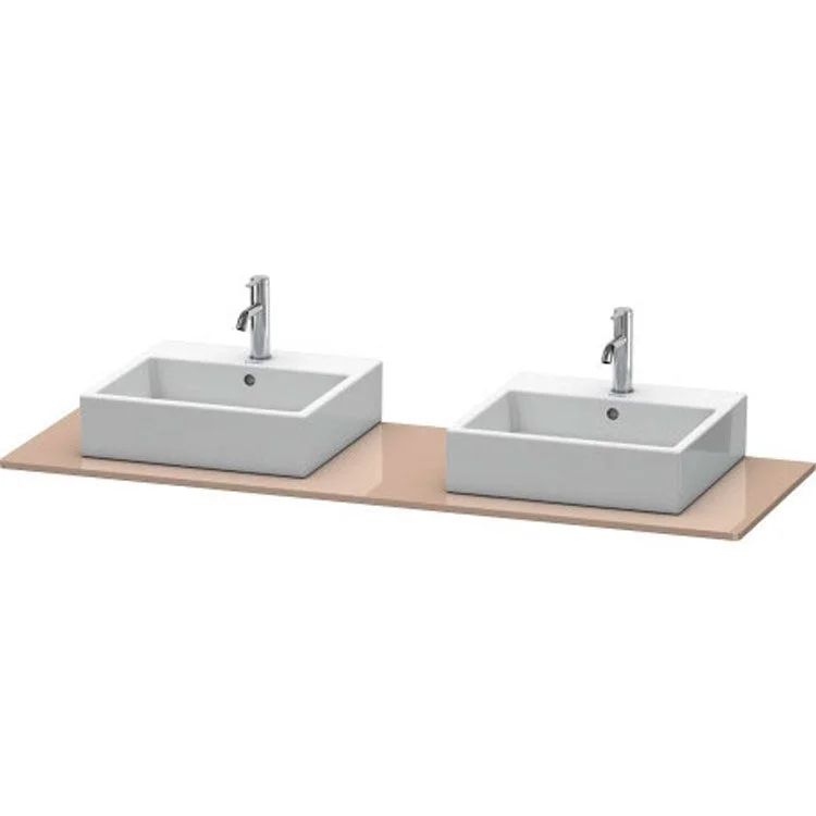 Lavatory Console XSquare Cappuccino High Gloss Double Basin 63 x 21-5/8 Inch