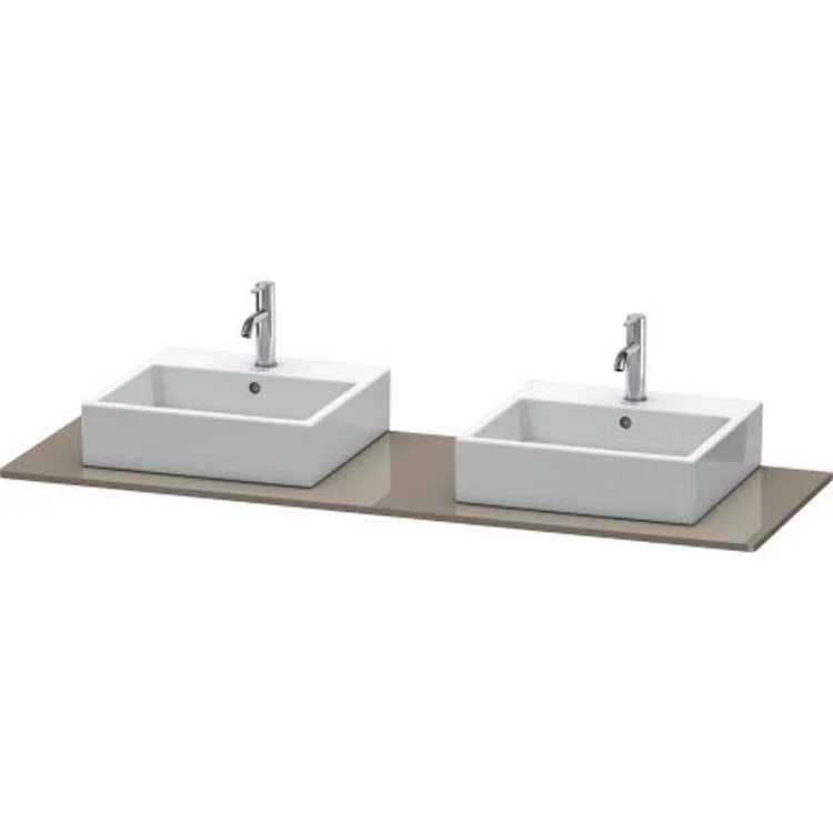 Lavatory Console XSquare Flannel Gray High Gloss Double Basin 63 x 21-5/8 Inch