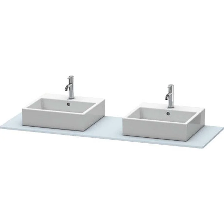 Lavatory Console XSquare Light Blue Satin Matte Double Basin 63 x 21-5/8 Inch