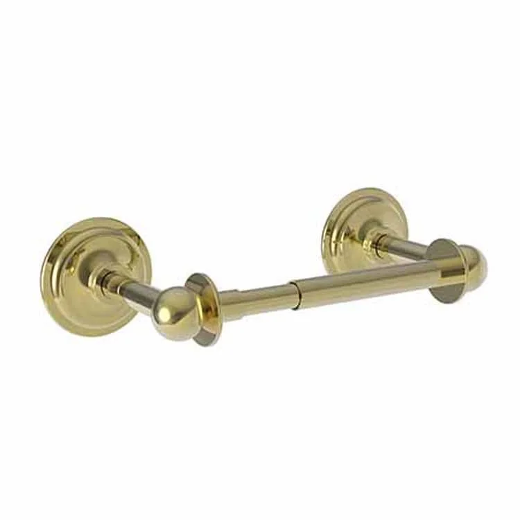 Toilet Paper Holder Miro Double Post Polished Brass Uncoated Living Brass 7-7/8 Inch 2-15/16 Inch Wall Mount