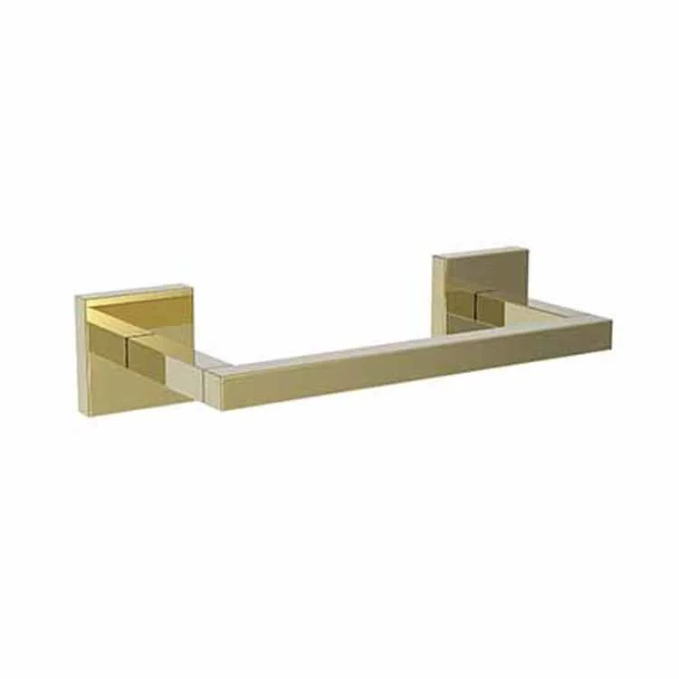 Toilet Paper Holder Cube 2 Double Post with Pivoting Roller Polished Brass Uncoated Living Brass 8-1/3 Inch 3-1/4 Inch Wall Mount