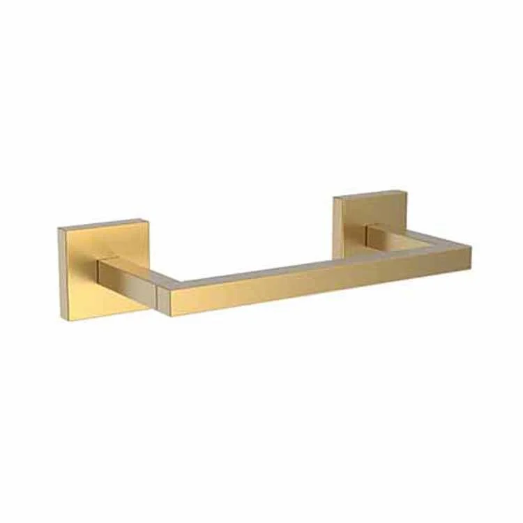 Toilet Paper Holder Cube 2 Double Post with Pivoting Roller Satin Gold PVD Brass 8-1/3 Inch 3-1/4 Inch Wall Mount