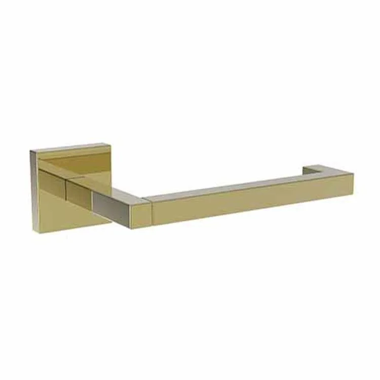 Toilet Paper Holder Cube 2 Open Roller Polished Brass Uncoated Living Metal 6-3/8 Inch 3-1/4 Inch Wall Mount