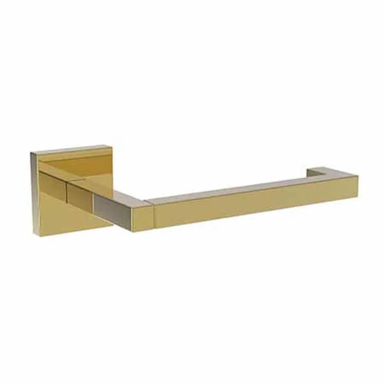 Toilet Paper Holder Cube 2 Open Roller Polished Gold PVD Metal 6-3/8 Inch 3-1/4 Inch Wall Mount