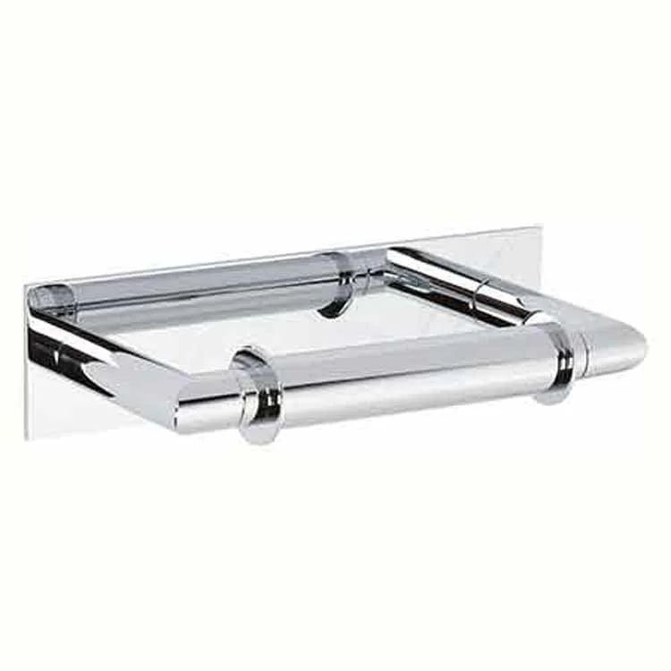 Toilet Paper Holder Metro Double Post Polished Chrome Brass 8-3/4 Inch 3-2/3 Inch Wall Mount