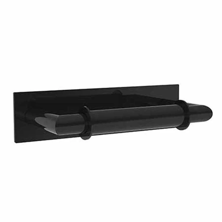 Toilet Paper Holder Metro Double Post Gloss Black Brass 8-3/4 Inch 3-2/3 Inch Wall Mount