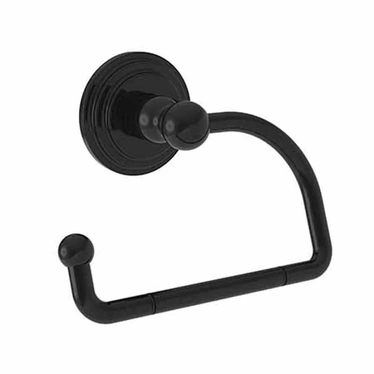 Toilet Paper Holder Alveston Open Roller Gloss Black Brass 5-7/8 Inch 3-1/4 Inch Wall Mount